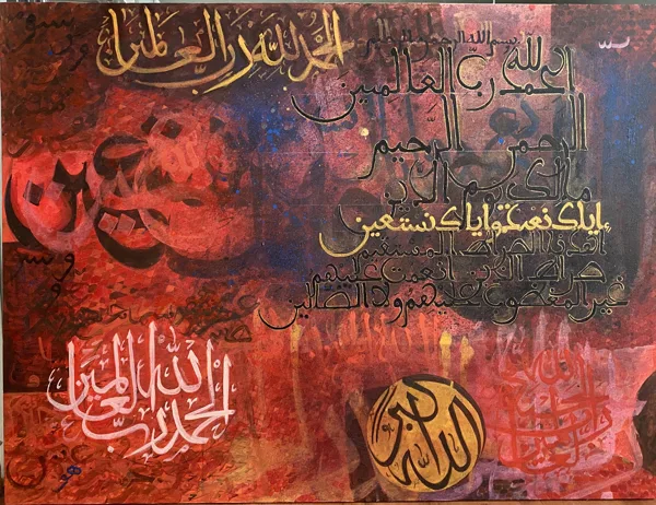 Surah Fatiha , acrylics on canvas, 36/48 inches 